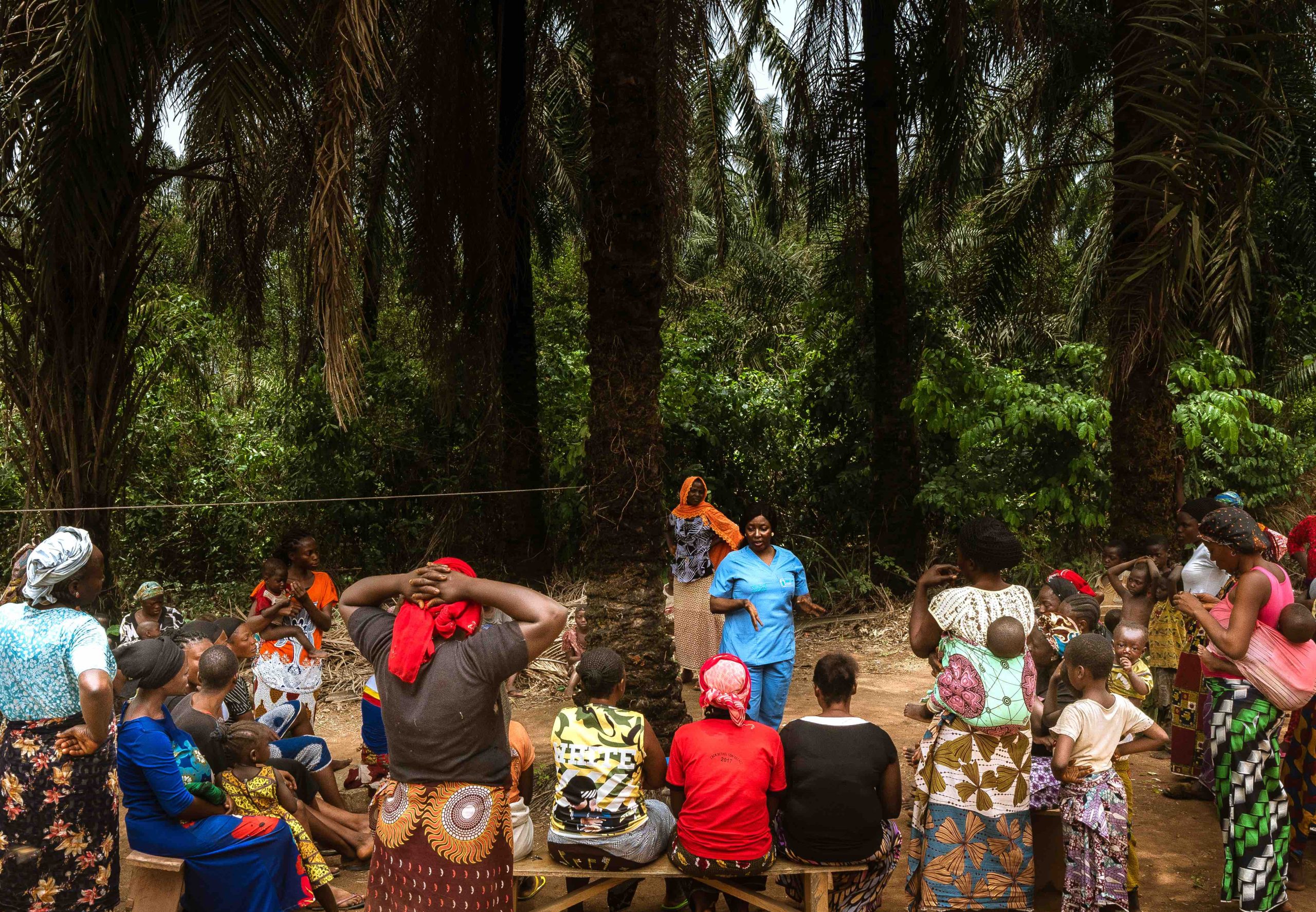 Helen Murphy, a MSI provider, counsels a group of women and girls in Adobe, Kurmi local government area of Taraba State, Nigeria, on 6 April 2022. MSI Reproductive Choices is working with community leaders and public sector partners in Nigeria to deliver high quality healthcare services that allow women and girls to pursue their own futures by providing them with the reproductive choices they need to avoid unintended pregnancy, remain in school, and complete their education. As an organisation motivated by the belief that everyone should have the right to determine their own future, MSI Reproductive Choices works across 37 countries to deliver contraception, safe abortion, and post-abortion care services to over 35,000 people every day.